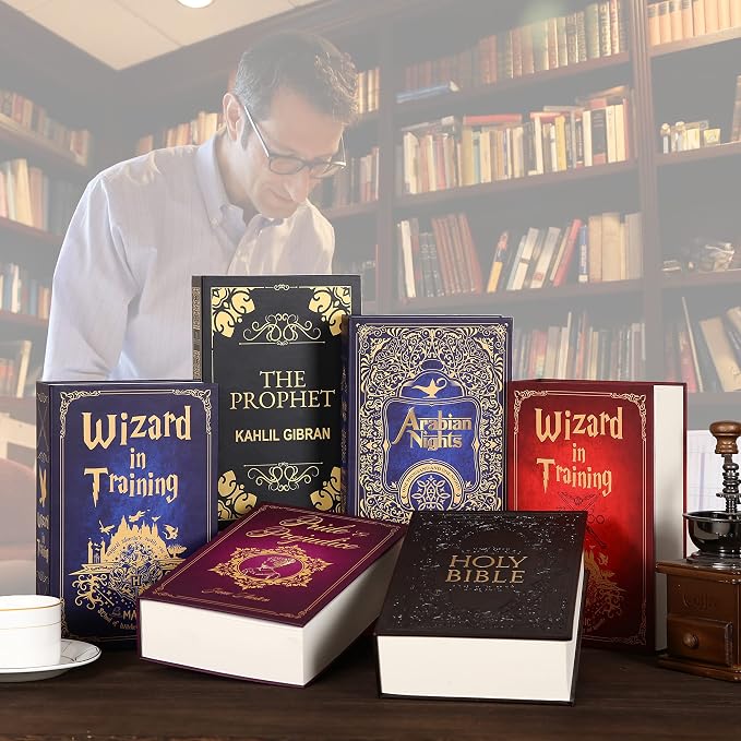 Wizard in Training Book Safe Lock Box with Key, Magical Hidden Book Safe with 2 Keys, Diversion Safe Box Secret Compartment Items for Cash, Passport, Jewelry and Cool Gifts,9.3''x6.0''x2.3'' - Image 9