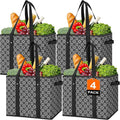 Reusable Grocery Bags 4 Pack, Foldable & Water Resistant Shopping Bags | Large Grocery Tote Bag Water Resistant Shopping Bags Foldable Grocery Bag for Clothes,Shoes and Picnic by WiseLife
