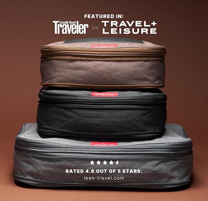 LeanTravel Premium Compression Packing Cubes for Travel - Suitcase Organizer Bags with Double Zipper & Breathable Mesh Panel - Space Saving Carry On Luggage Essentials (1 Medium Bag, Grey) - Image 7