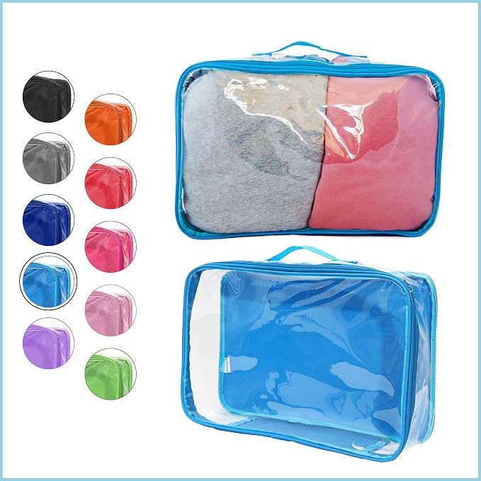 Large Clear Travel Packing Cube/See-Through PVC Organizer for Suitcase/Multipurpose Pouch w/Handle/Dress Shirts, Pants, Cashmere, Sweaters & Seasonal Linen Storage Protection (Turquoise) - Image 2