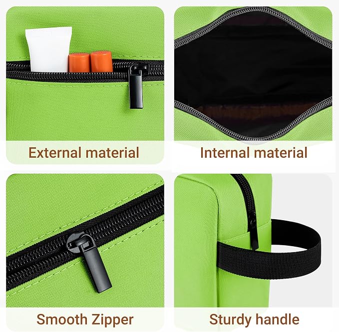 Elviros Travel Toiletry Bag for Women and Men,Lightweight Makeup Bag Hanging Dopp Kit with Shaving Compartment Cosmetic Organizer Small Tool Bag Travel Essentials,Gifts for Men & Women(Neon Green) - Image 6
