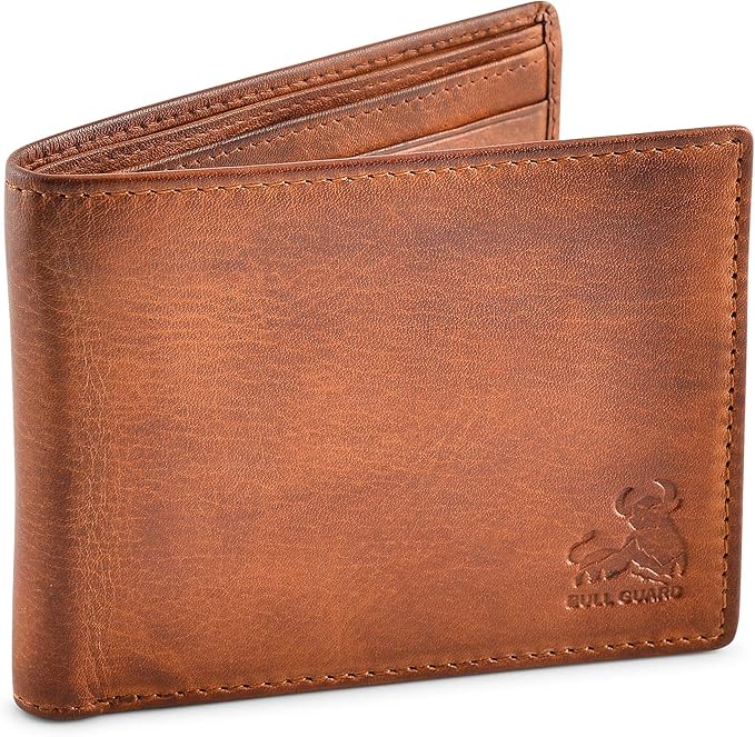 BULL GUARD RFID Blocking Bifold Wallets for Men, Brown Full Grain Leather Credit Card Wallet with 2 ID Windows Premium Security and High Capacity | RFID Blocking - Image 2
