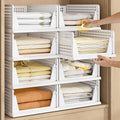 5 Pack Stackable Plastic Storage Closet Organizers and Storage Bins Drawer Shelf Storage Container for Wardrobe Cupboard Kitchen Bathroom Office White | Drawer Shelf Storage Container for Wardrobe Cupboard Kitchen Bathroom Office White Foldable Multifu... by Pinkpum