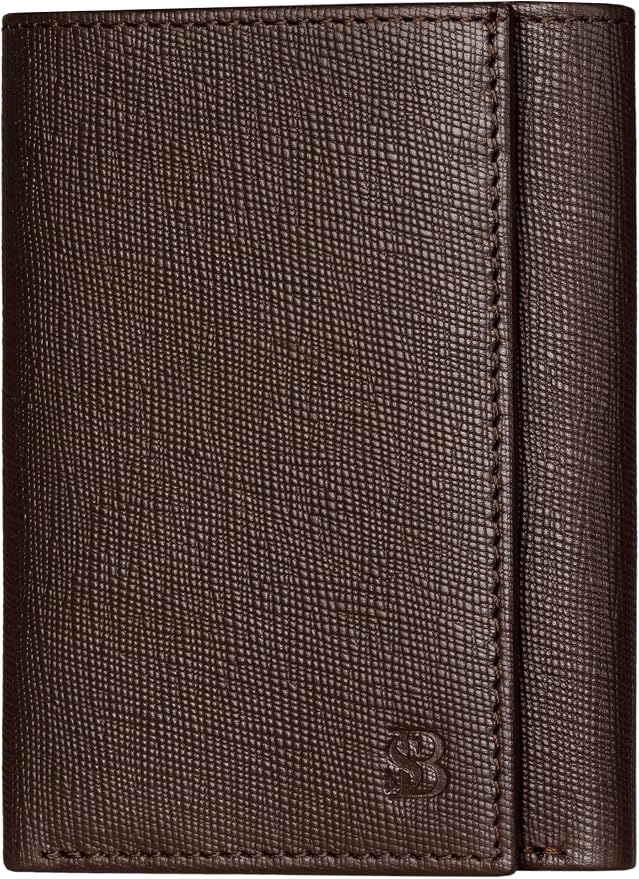 SERMAN BRANDS Trifold Wallet for Men - RFID Blocking Full Grain Leather, 11 Card Slots & ID Window, Slim Everyday Carry, Durable Stitching, Gift for Him by SERMANBRANDS