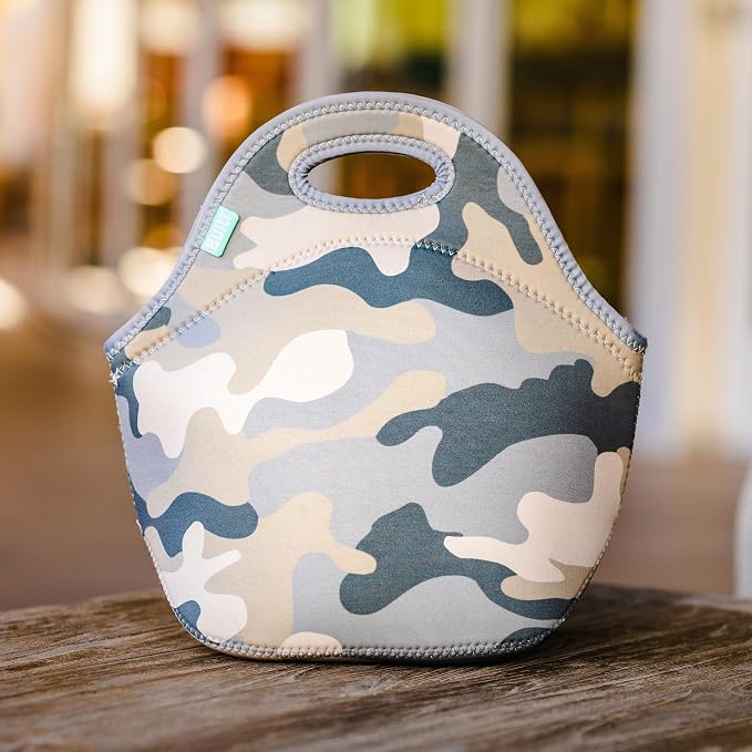 Built Gourmet Getaway Neoprene Lunch Bag - Grey Camo | Insulated Neoprene Lunch Tote with Zipper, BPA-Free, Water & Stain Resistant, Machine Washable for Work, School & Travel - Image 2