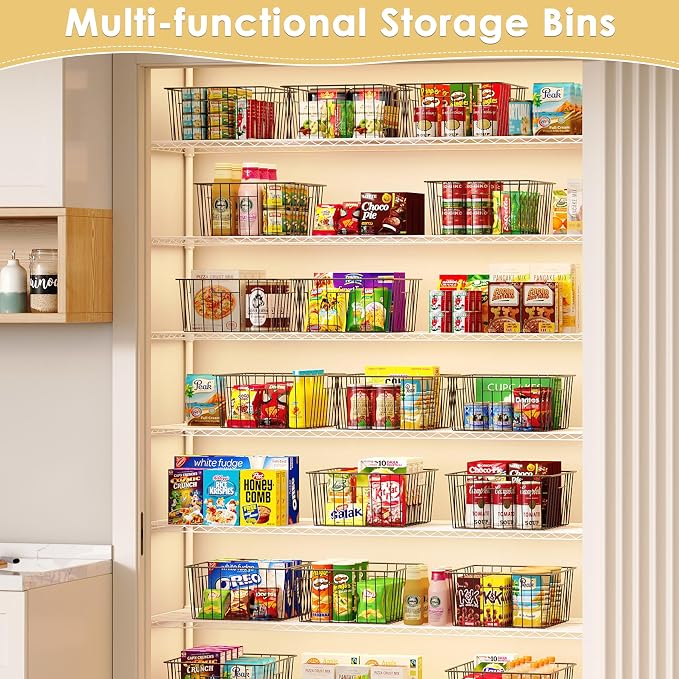 X-cosrack Metal Wire Baskets for Pantry Organization and Storage Freezer Organizer Bins with Handles 4 Pack-12"x12"x6" Extra Large Mesh Bin for Pantry Kitchen Laundry Closet Garage Patent Design - Image 5