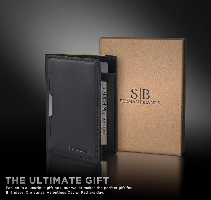 SERMAN BRANDS - Wallets for Men Slim Mens leather RFID Blocking Minimalist Card Front Pocket Bifold Travel Thin - Image 6