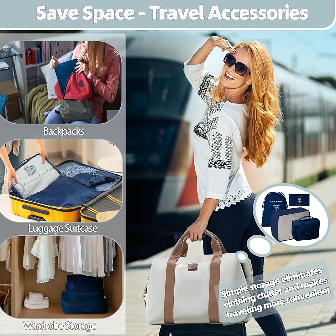 10 Pcs Set Packing Cubes - Travel Packing Organizers, Expandable Suitcase Organizer, Luggage Organizer Bags - Image 6