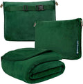 PAVILIA Travel Blanket Pillow, Soft Airplane Blanket 2-in-1 Combo Set, Plane Blanket Compact Packable, Flight Essentials Car Pillow, Travelers Gifts Accessories, Luggage Backpack Strap, 60x43 Green by PAVILIA