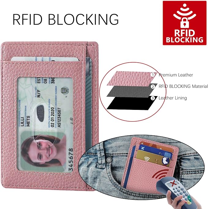 Travelambo Slim Wallet Front Pocket Minimalist Leather RFID Blocking Medium Size - Image 3