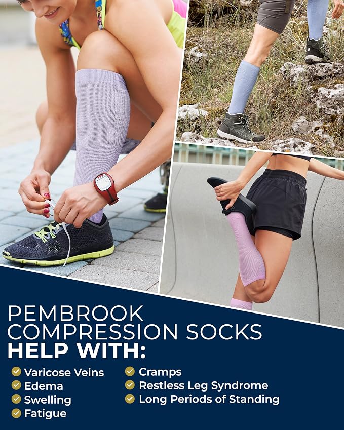Pembrook® Light Compression Socks for Men & Women - 3 Pairs | 8-15 mmhg Compression Dress Socks for Men | Support Socks - Image 4