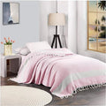 Breathable Bedspread Woven Blanket Cooling Queen Full Size Quilt Thin Comforter Boho Bed Bedroom Thing Girl Aesthetic Preppy Stuff Cute Accessories Girly Room Aesthetic College Student Dorm Decor Pink by genovega