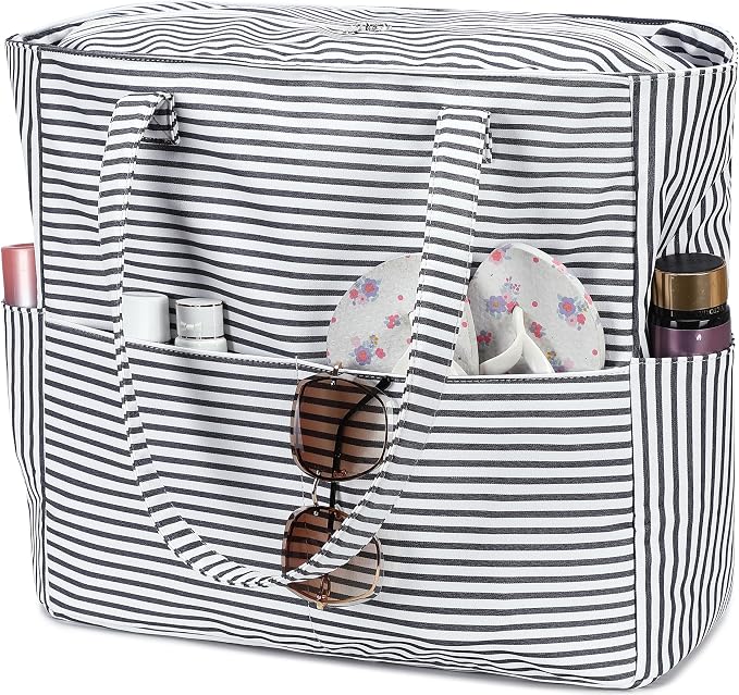 LEDAOU Large Beach Bag for Women, Waterproof Sandproof Tote Bag with Zipper | 36L Pool and Swim bag with Zipper, Wet/Dry pocket and 7 Pockets for Beach Days, Cruises, Vacations and Family travel - Image 9