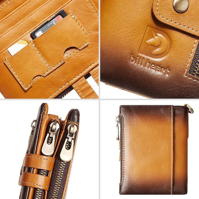 Genuine Leather Mens Wallet with Chain, RFID Blocking Biker Bifold Wallet with Anti-Theft Chain - Image 7