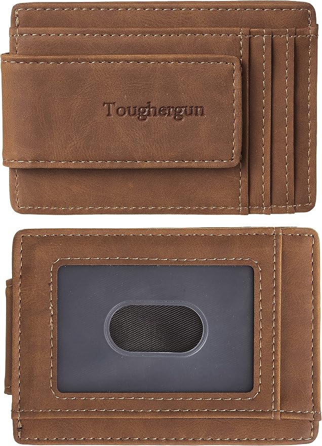 Toughergun Slim Wallet for Men RFID Blocking Money Clip, Minimalist Front Pocket Credit Card Holder, Magnetic Thin Mens Wallets with ID Window by Toughergun