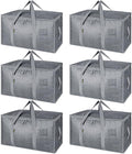 BALEINE 6-Pack Oversized Moving Bags with Reinforced Handles, Heavy-Duty Storage Tote for Clothes, Moving Supplies (Winter Grey, 6-Pack) by BALEINE