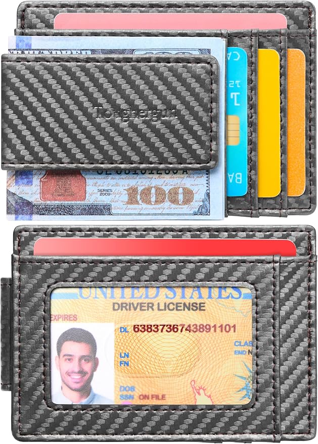 Toughergun Slim Wallet for Men RFID Blocking Money Clip, Minimalist Front Pocket Credit Card Holder, Magnetic Thin Mens Wallets with ID Window - Image 2