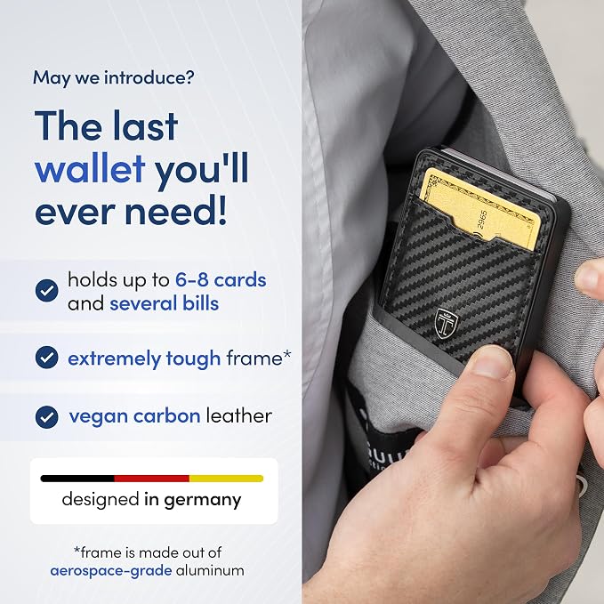 TRAVANDO Swype Slim Wallet for Men Metal RFID Blocking Mens Wallet Card Case (Carbon) - Image 2