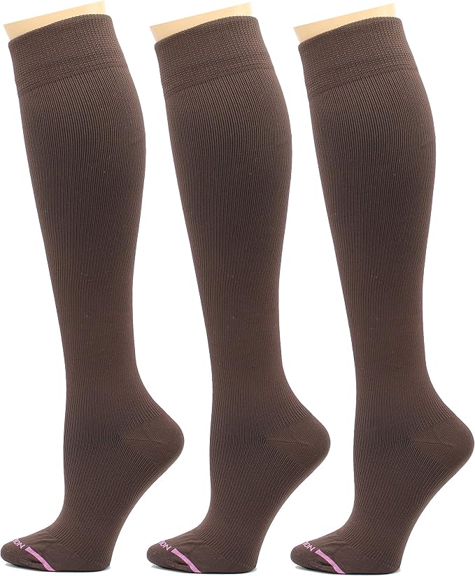Dr. Motion 3 Pairs Light Summer Bright Fun Graduated Compression Women's Knee-Hi Socks by Dr.+Motion