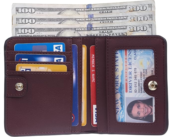 Gostwo Small Wallet for Women, Slim Bifold Credit Card Holder, Compact RFID Blocking Cash Wallet, Billfolds Thin Leather Zipper Pocket, Mini Wallet Gift for Ladies Teen Girls Travel with ID Window - Image 3