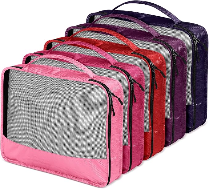 5 Pcs Packing Cubes for Suitcase Large Travel Cubes Carry on Luggage Organizer Bags for Clothes Accessories(L,Purple) - Image 5