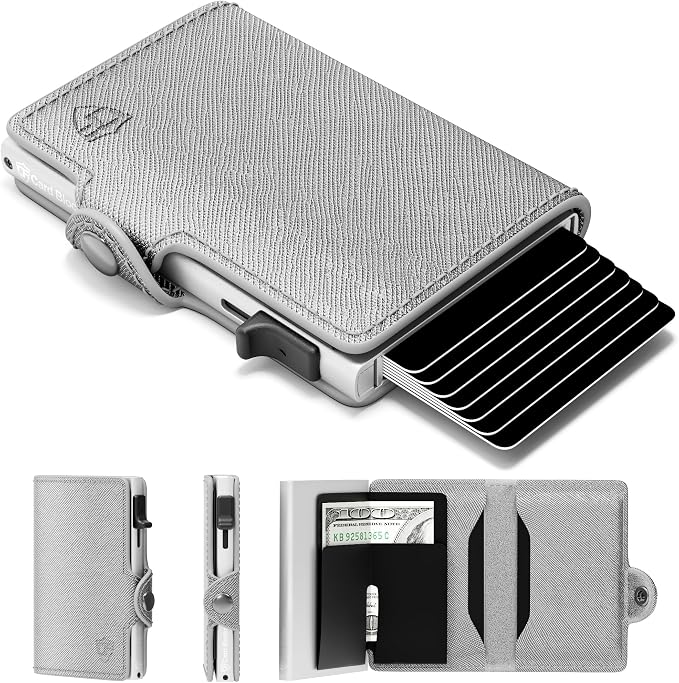 Pop Up Wallet for Women RFID Wallet Slim Aluminum Card Holders | Holds 4-6 Cards with Cash & ID Storage, Featuring One Click Metal Card Ejector & Slim PU Leather Design for Daily Carry by ConcealPlus