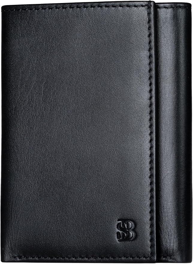SERMAN BRANDS Trifold Wallet for Men - RFID Blocking Genuine Leather, 11 Card Slots & ID Window, Slim Everyday Carry, Durable Stitching, Gift for Him by SERMANBRANDS
