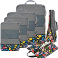 BAGAIL 4 Set/6 Set/8 Set Compression Packing Cubes Travel Accessories Expandable Packing Organizers (Half Mesh, 6-Black Floral) by BAGAIL
