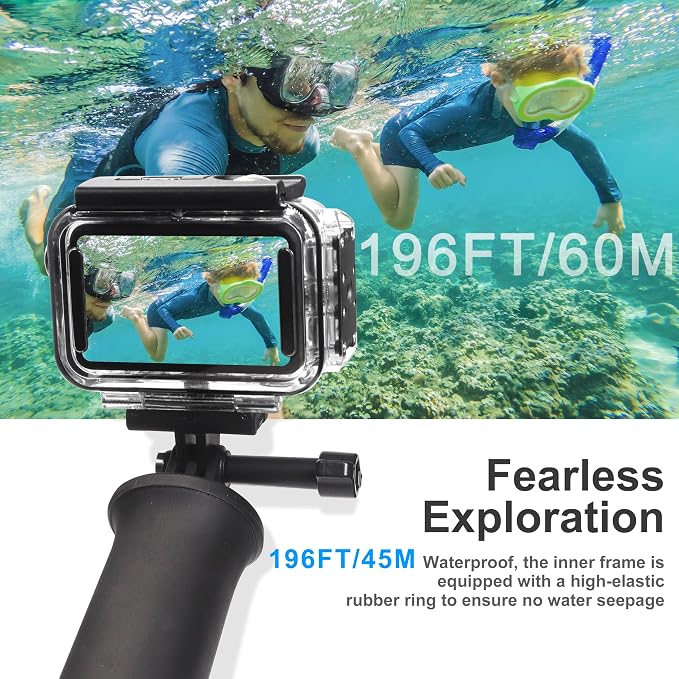 FitStill 196FT/60M Underwater Waterproof Case with Magnetic Quick Release Interface Compatible with DJI Osmo Action 5 Pro/Action 4/Action 3,Monopod Floating Hand Grip Action Camera Accessory Kit - Image 2
