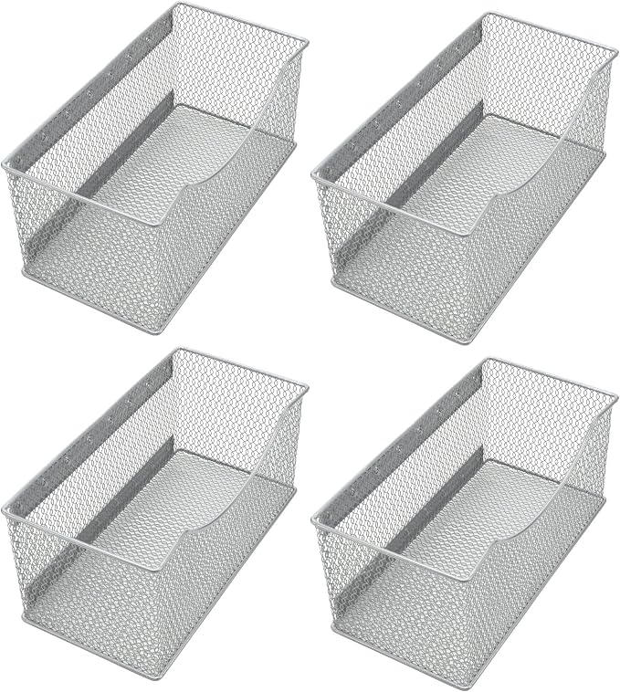 YBM Home Magnetic Basket Storage Organizer with 16 Strong Magnets for Metal Desk, Fridge, Whiteboard, and Wall Locker Accessories, Large (4-Pack) by YBMHome