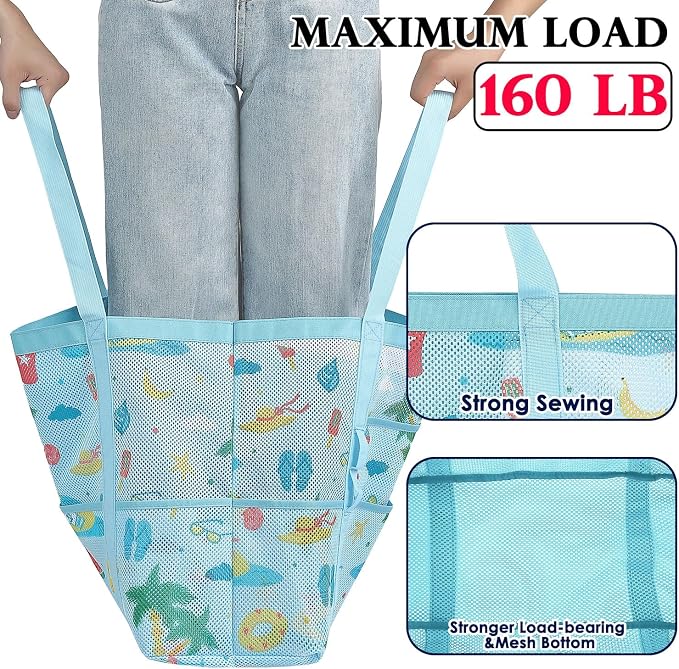 Fammart Mesh Beach Bag for Women, Large Beach Toy Pool Bag with Zipper Pocket, SandProof Cruise Essentials 2026 Family Travel - Image 7