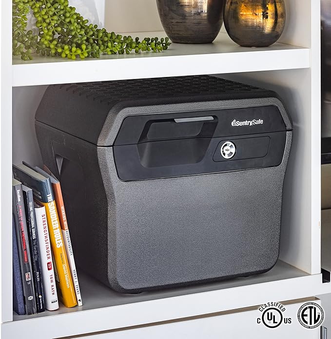 SentrySafe Fireproof and Waterproof Lock Box with Key Lock, File Safe with Carrying Handles for Documents, 0.66 Cubic Feet, 14.1 x 16.6 x 13.8 Inches, FHW40100 | File Folder Safe With Fire and Water Resistant Protection, Key Lock Security, Built-in Car... - Image 2