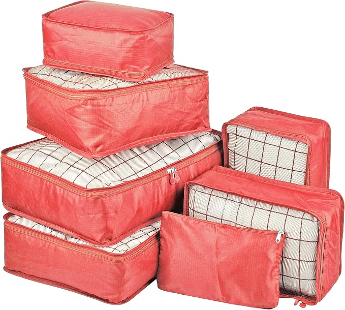 Vercord 7 Set Travel Packing Organizers Cubes Luggage Suitcase Organizer Bags Clothes Underwear Cube Shoe Pouch Pack Watermelon by Vercord