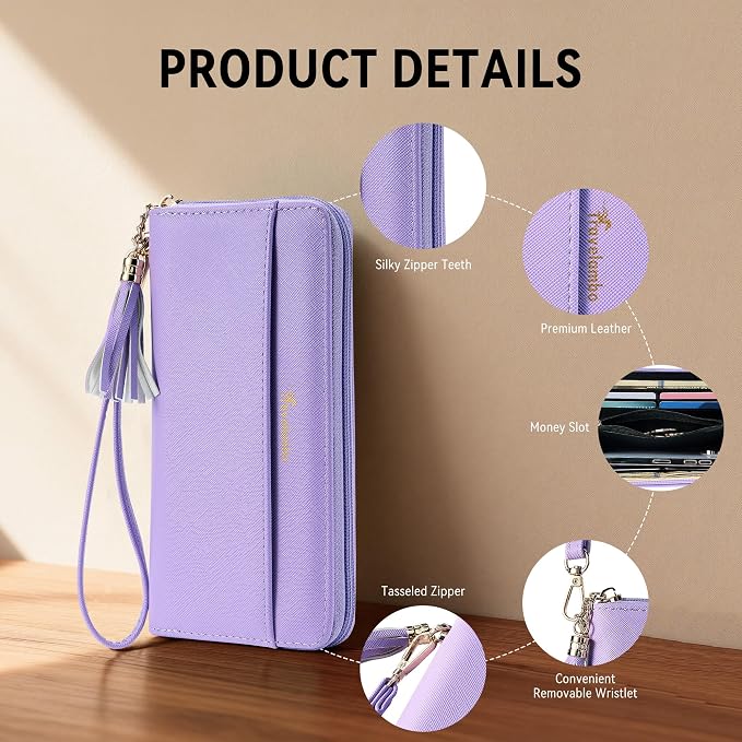 Travelambo Wristlet Wallet Women RFID Bifold Large Capacity Clutch Purse | Tassel, Zipper Coin Pocket, Card Holder Wallet, Gifts for Women - Image 6