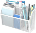 3-Grid Magnetic Pencil Holder, Strong Magnet Locker Organizer, White | Mesh Magnetic Shelf, Marker Holder Perfect for Whiteboard, Refrigerator and Locker Accessories by DALTACK