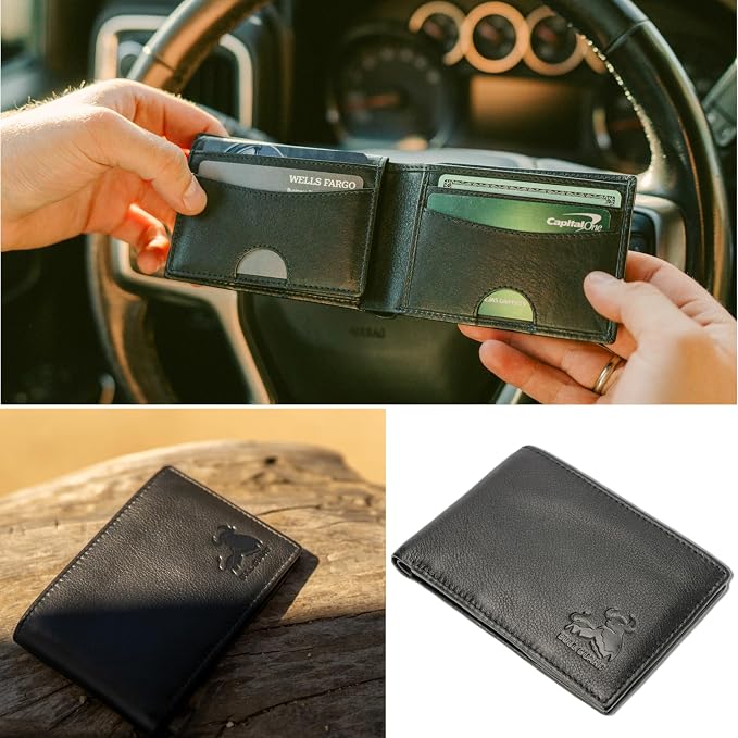 BULL GUARD Expedition Series Bifold Leather Wallet for Men RFID Blocking, Top Grain Cowhide, Flip-Up ID Window, Compact & Durable Everyday Carry Wallet for Travel, Work & Outdoors, Ready to Gift - Image 8