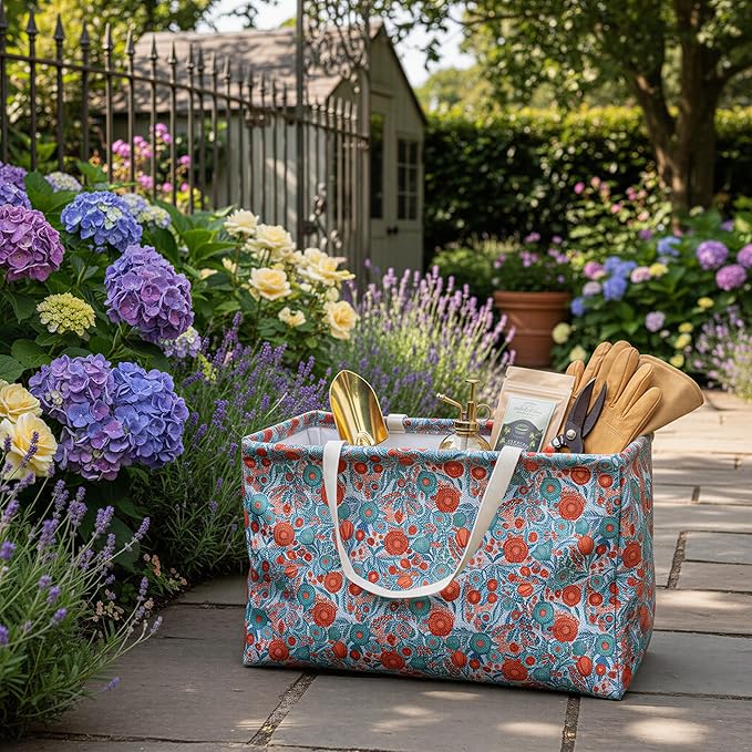Household Essentials Flower Print Krush Container All-Purpose Utility Tote, Multicolor - Image 2