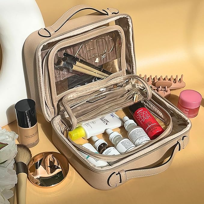 JAZD Clear Makeup Bag Toiletry Bag for Women Cosmetic Case Large Capacity Travel Make Up Bag Organizer Transparent Storage Compartment TSA Approved - Image 3