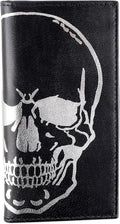 F&L CLASSIC Men's RFID Vintage Look Genuine Leather Long Bifold Wallet Checkbook Wallets,black skull,240-50 by FLCLASSIC