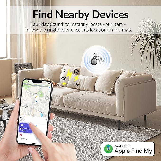 Tracker Tag (4 Pack) - Apple MFi Certified & IP67 Waterproof | Works with Apple Find My Network (iOS) to Track Keys, Wallet, Luggage & More - Image 8