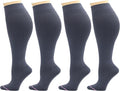 Dr. Motion 4 Pairs Women's Plus Size Wide Calf Compression Knee High Socks Graduated Support by Dr.+Motion