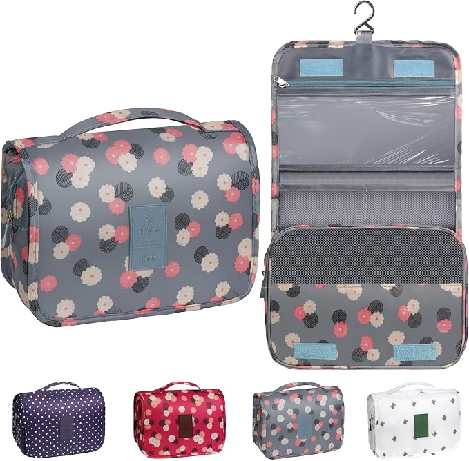Toiletry Bag Travel Bag with Hanging Hook for Women Men,Blue Flower | Waterproof Small Capacity Hanging Multifunctional Makeup Bag for Toiletries, Portable Cosmetic Bag Travel Organizer by Unknown