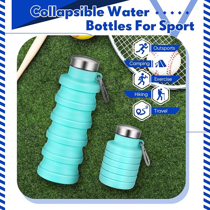 Baderke Collapsible Water Bottles 17oz Travel Sports Portable Water Bottle with Portable Buckle Silicone Lightweight Reusable Leakproof for Camping Hiking Yoga Outdoor(Green) - Image 4