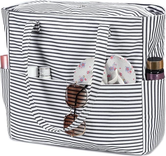 LEDAOU Beach Bag Waterproof Sandproof Women Beach Tote Pool Bag with Zipper for Swim Gym Grocery Travel with Wet Pocket | Sandproof - Image 9