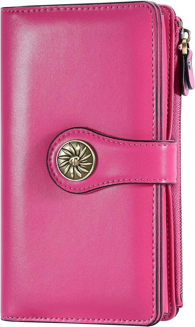 Travelambo Women's Wallet RFID Blocking Trifold Clutch Large Capacity Credit Card Holder Travel Purse by Travelambo
