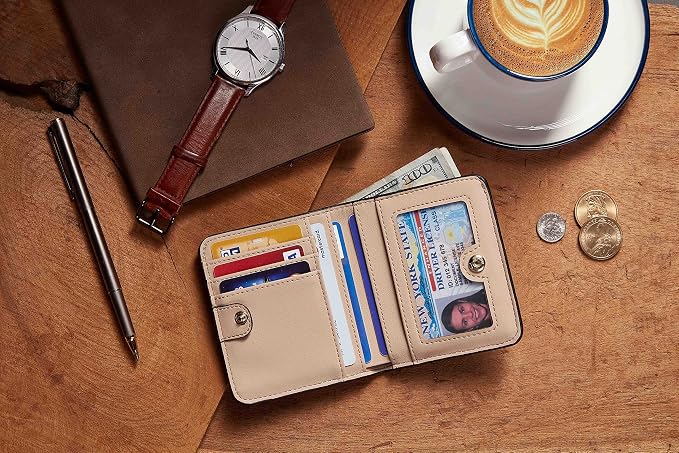 Gostwo Small Wallet for Women, Slim Bifold Credit Card Holder, Compact RFID Blocking Cash Wallet, Billfolds Thin Leather Zipper Pocket, Mini Wallet Gift for Ladies Teen Girls Travel with ID Window - Image 6