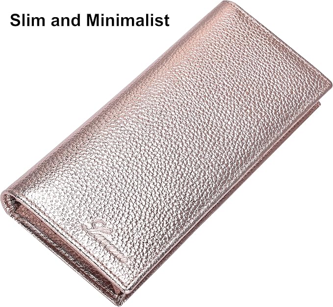 Ultra Slim Thin Leather Women Wallet RFID Blocking Credit Card Holder Bifold Long Ladies Billfold - Image 2