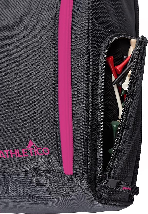 Athletico Golf Shoe Bag - Zippered Shoe Carrier Bags With Ventilation & Outside Pocket for Socks, Tees, etc. (Black/Pink) - Image 6