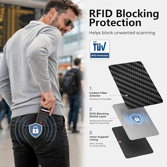 RUNBOX Slim Wallet for Men and Women, RFID Blocking Leather Card Holder | Minimalist 8-slot design fits IDs and credit cards in a thin profile for front pockets, purses, pants and travel - Image 5