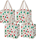 VENO 4 Pack Large Grocery Bag Reusable Shopping Bags with Hard Bottom | Utility Tote with Reinforced Handles, Heavy Duty, Foldable, Stand Upright, for Groceries Shopping Cart(Jingle Mix, 4 Pack) by Veno